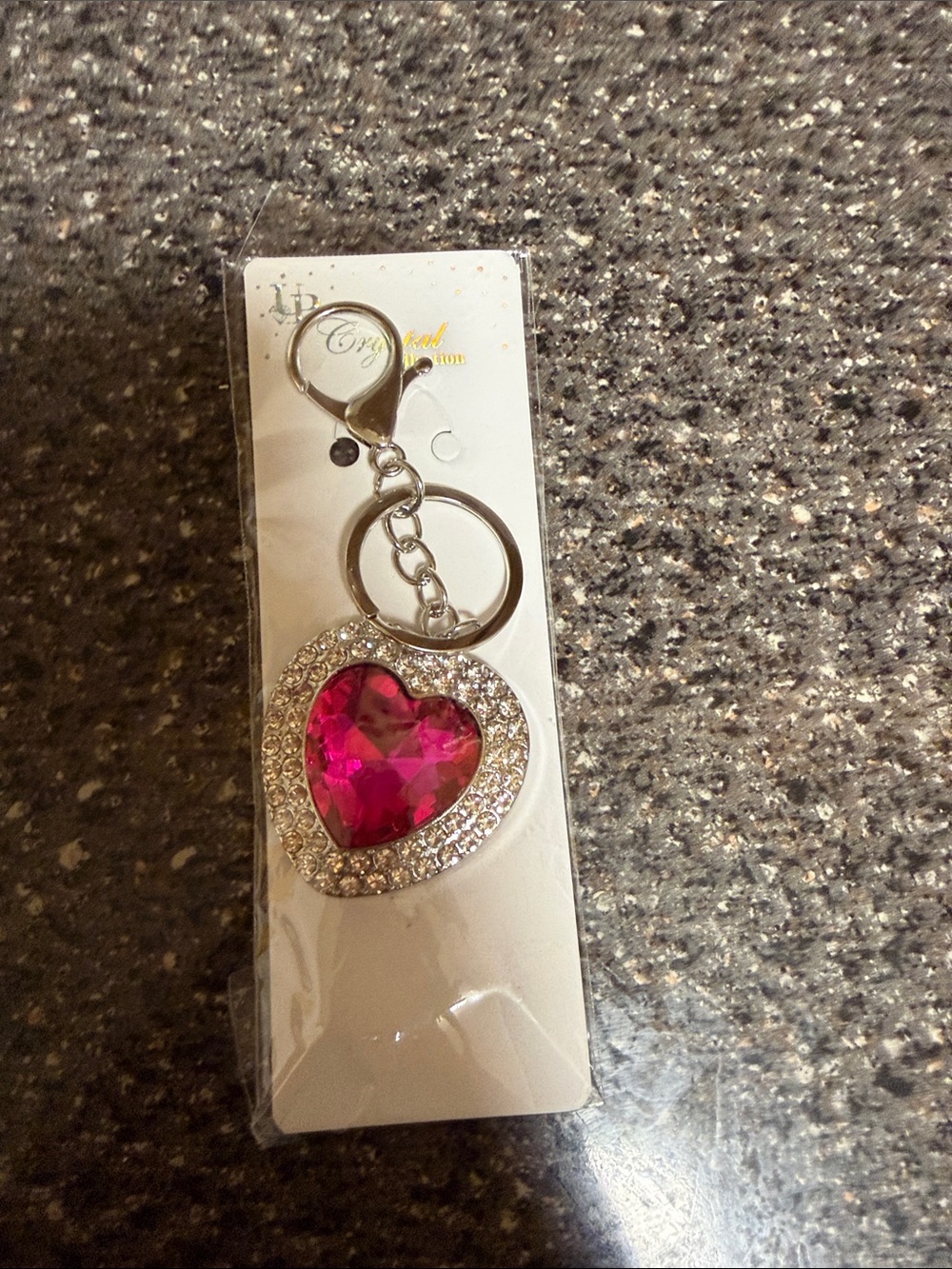 Pink Heart Crystal bag charm/Keychain with Rhinestone Frame